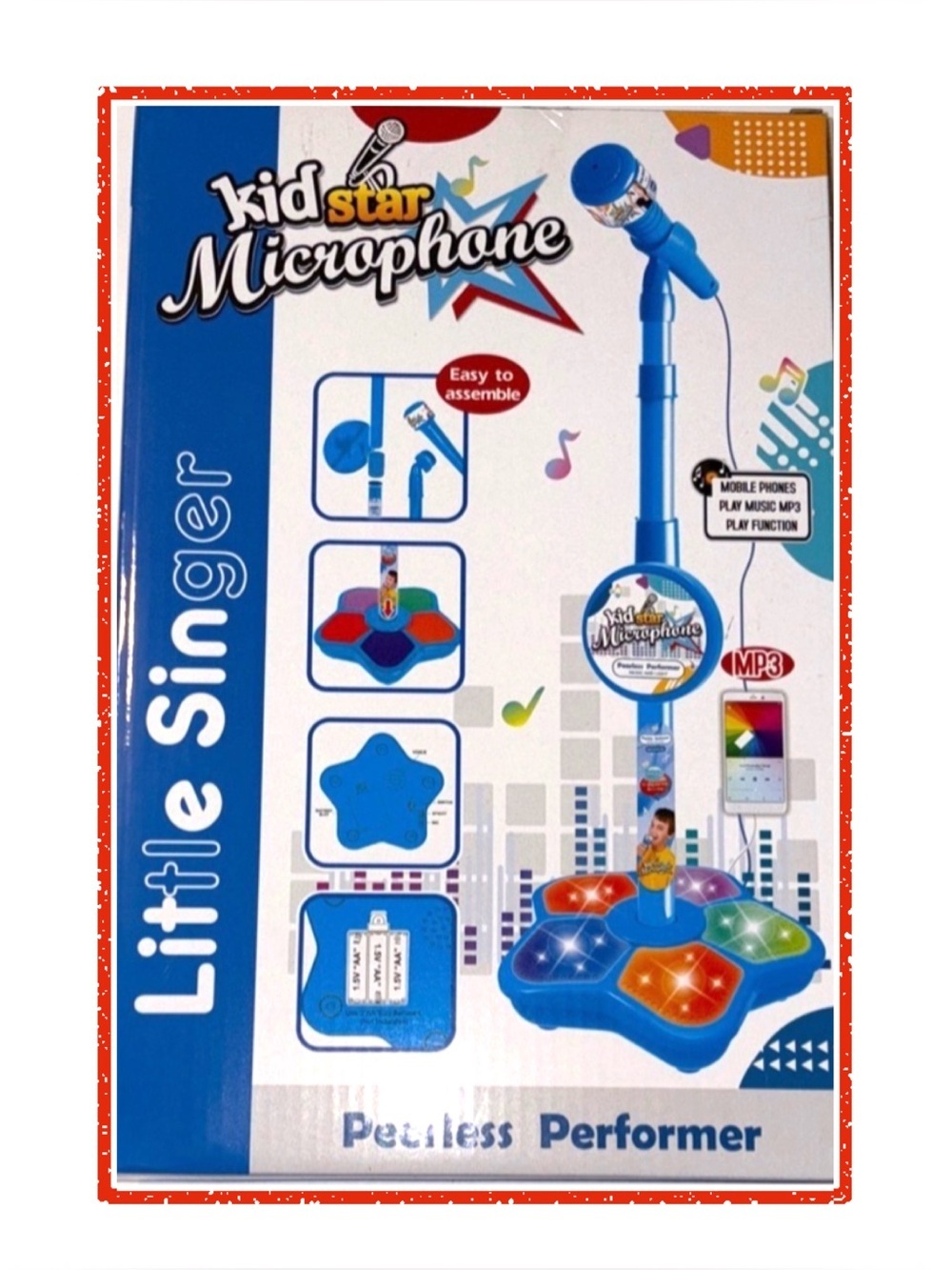 🎶🆕 Kid Star Lighted Karaoke Microphone and Stand For Young Singers-Blue 🎶